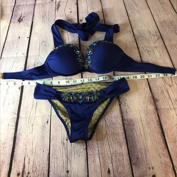 Victoria’s Secret Jeweled Bombshell Miraculous Add-2 Cups Swim Bikini Set 32A/XS - Picture 11 of 13